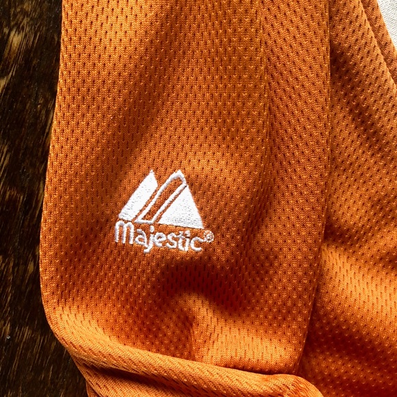 Majestic Orange UT Longhorns Long Sleeve Jersey Style Shirt - Size 2XL (EUC) - Picture 5 of 8